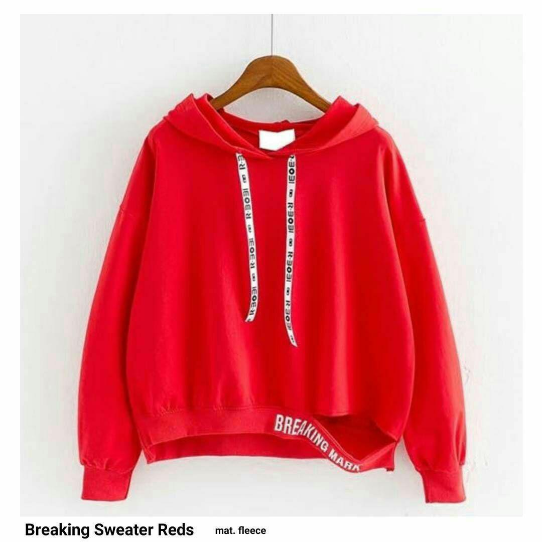 Lucky jaket Sweater Breaking merah wanita