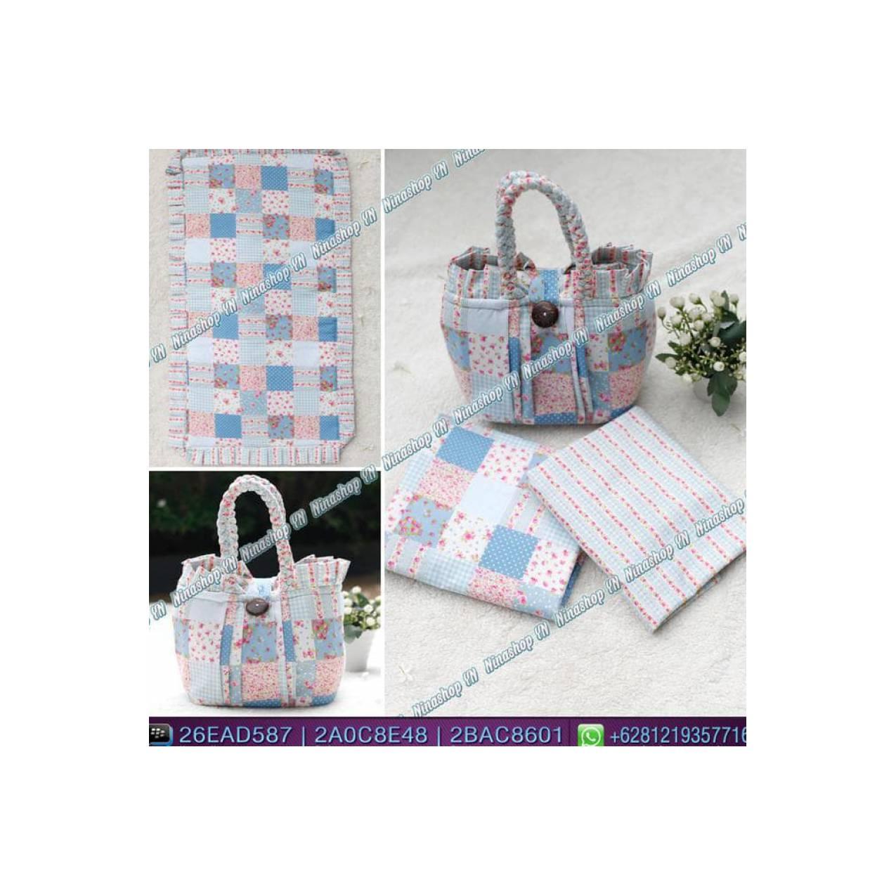 Jual Mukena Anak Motif Shabby Blue Panel Rose