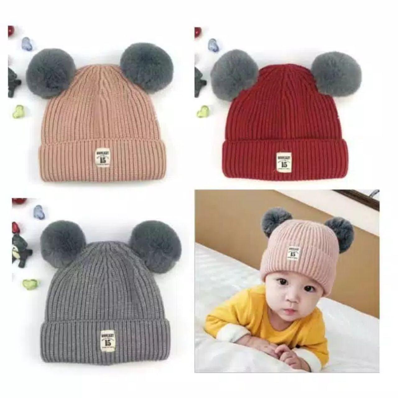 Topi Kupluk Bayi / Topi Kupluk Anak Rajut Warna Trendy