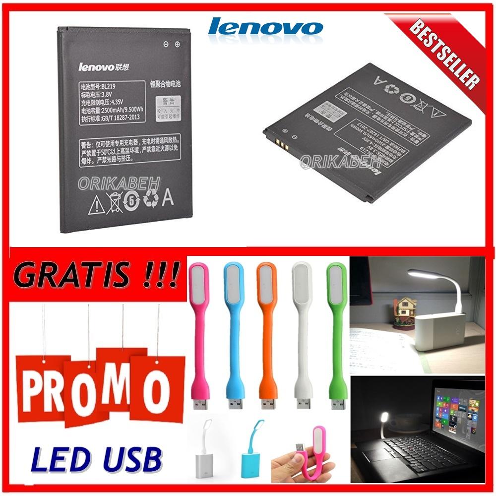 Lenovo Baterai / Battery BL219 For Lenovo A880 / A850 Original - Kapasitas 2500mAh + Gratis Lampu Led Usb ( orikabeh )