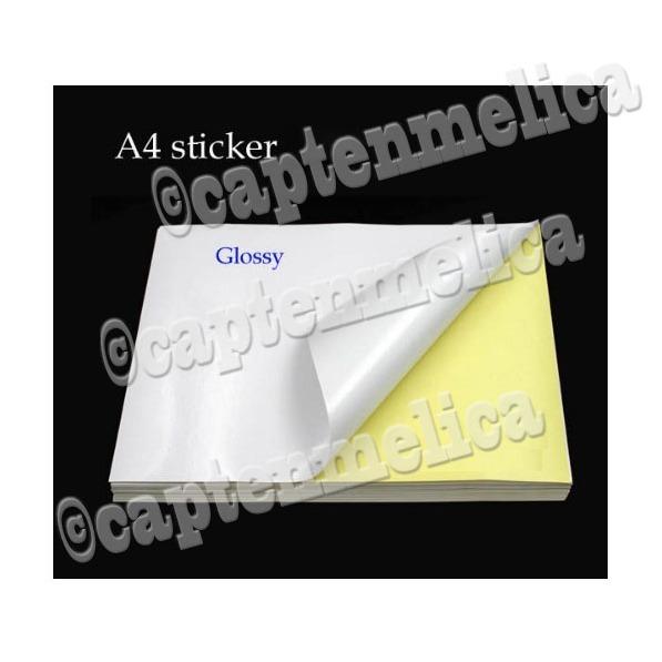 100 lembar - Kertas Stiker Polos A4 Kromo Glossy Glosy Sticker Gambar Tempel Kertas Sticker Chromo Putih Kuning Kilap Mengkilap Label Barcode Packaging Nama Printer Laserjet Offset Inkjet