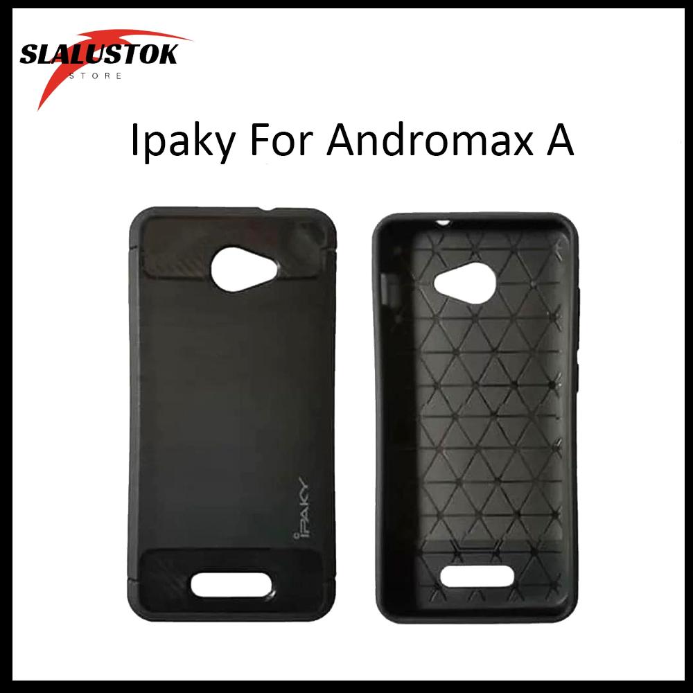 Softcase iPaky Carbon Fiber Shockproof Hybrid Case for Andromax A- Hitam
