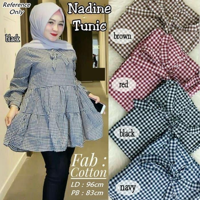 Nadine Tunic - Navy / Atasan Wanita / Blouse Wanita / Baju Wanita / Baju Wanita Murah / Baju Wanita Kekinian / Best Seller