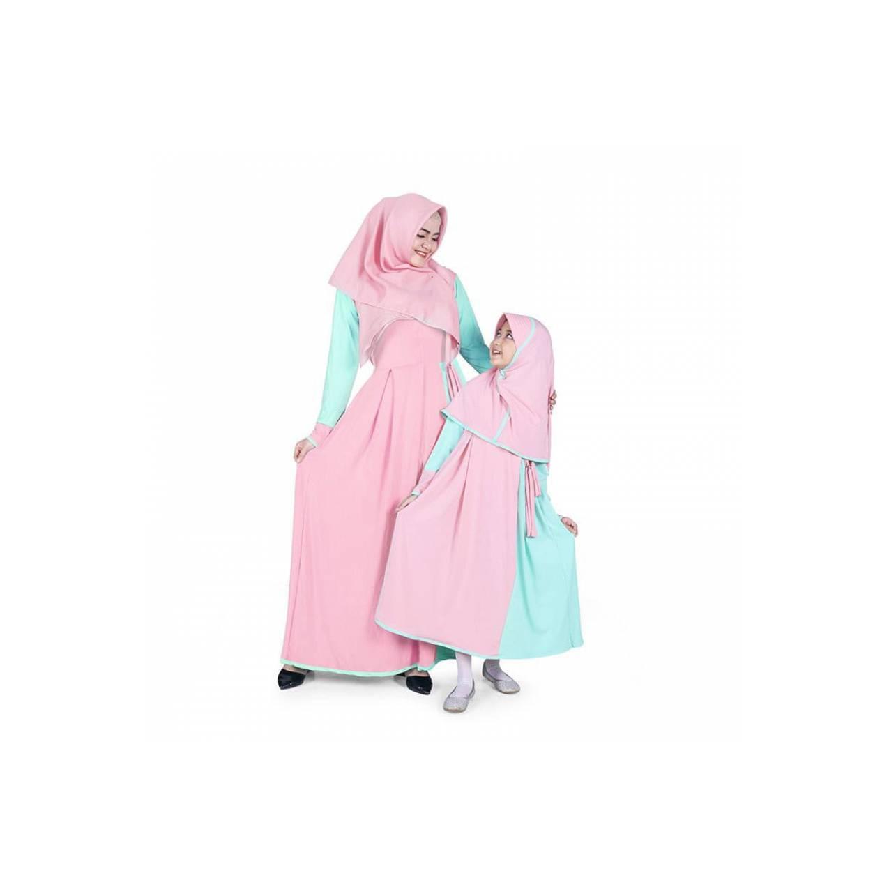 ORI... BAJUYULI - Baju Muslim Couple Gamis Ibu dan Anak Jersey - Mint