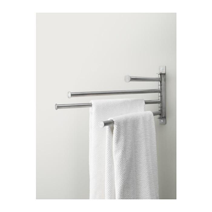 IKEA GRUNDTAL Gantungan handuk 4 batang, Stainless steel