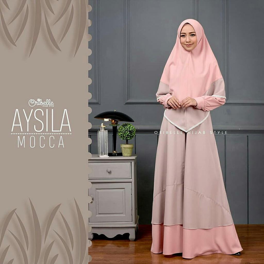 MDS - AYSILA SYARI/SYARI TERMURAH/GAMIS SYARI/GAMIS MUSLIM/HIJAB WANITA/SYARI POLOS/GAMIS MUKENA GREY