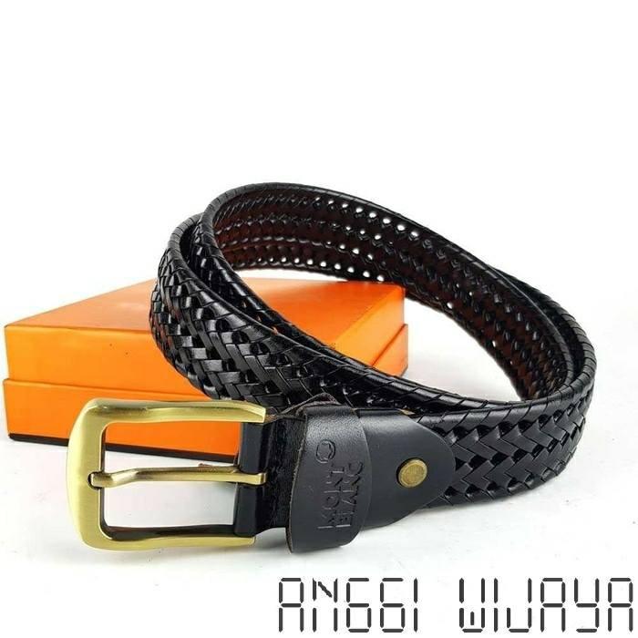 IKAT PINGGANG GESPER BELT PRIA KULIT IMPORT KEPALA JARUM JAMAN SEKARANG MB001AW