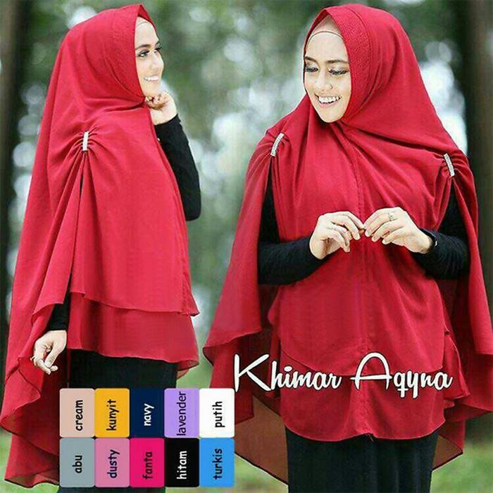 jilbab khimar aqina syari bahan sifon ceruti pad antem anti tembem A0915