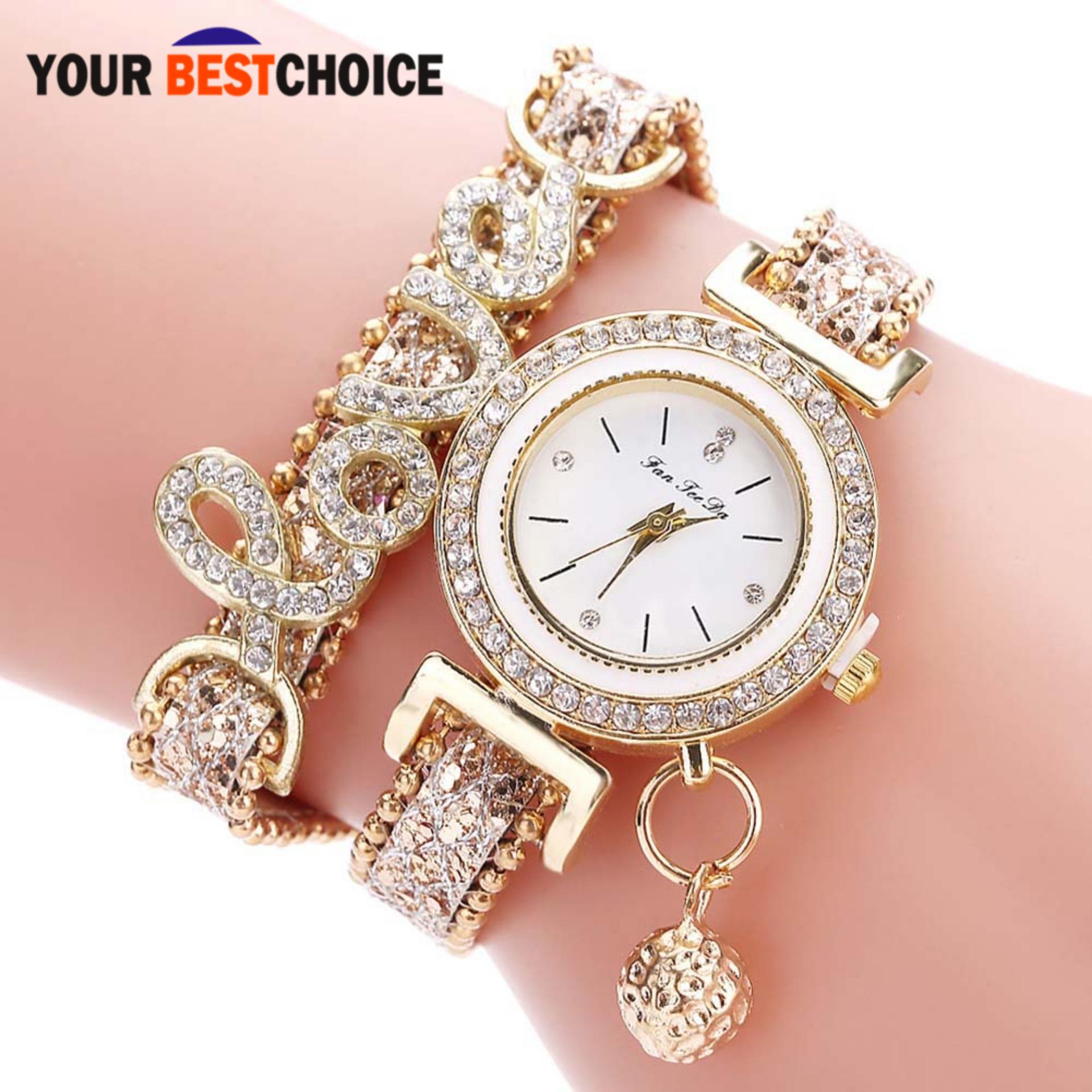 YBC Fashion Jam Tangan Wanita Multi Layer Gelang QUARTZ Jam Tangan-Intl