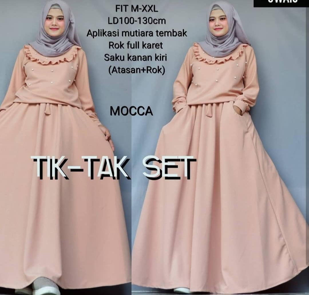 Baju Muslim Modern Gamis Tik Tak Set Dress Baju Balotelly Baju Terusan Wanita Gamis Casual Baju Panjang Baju Wanita Gamis Syari Baju Muslim Terbaru 2018