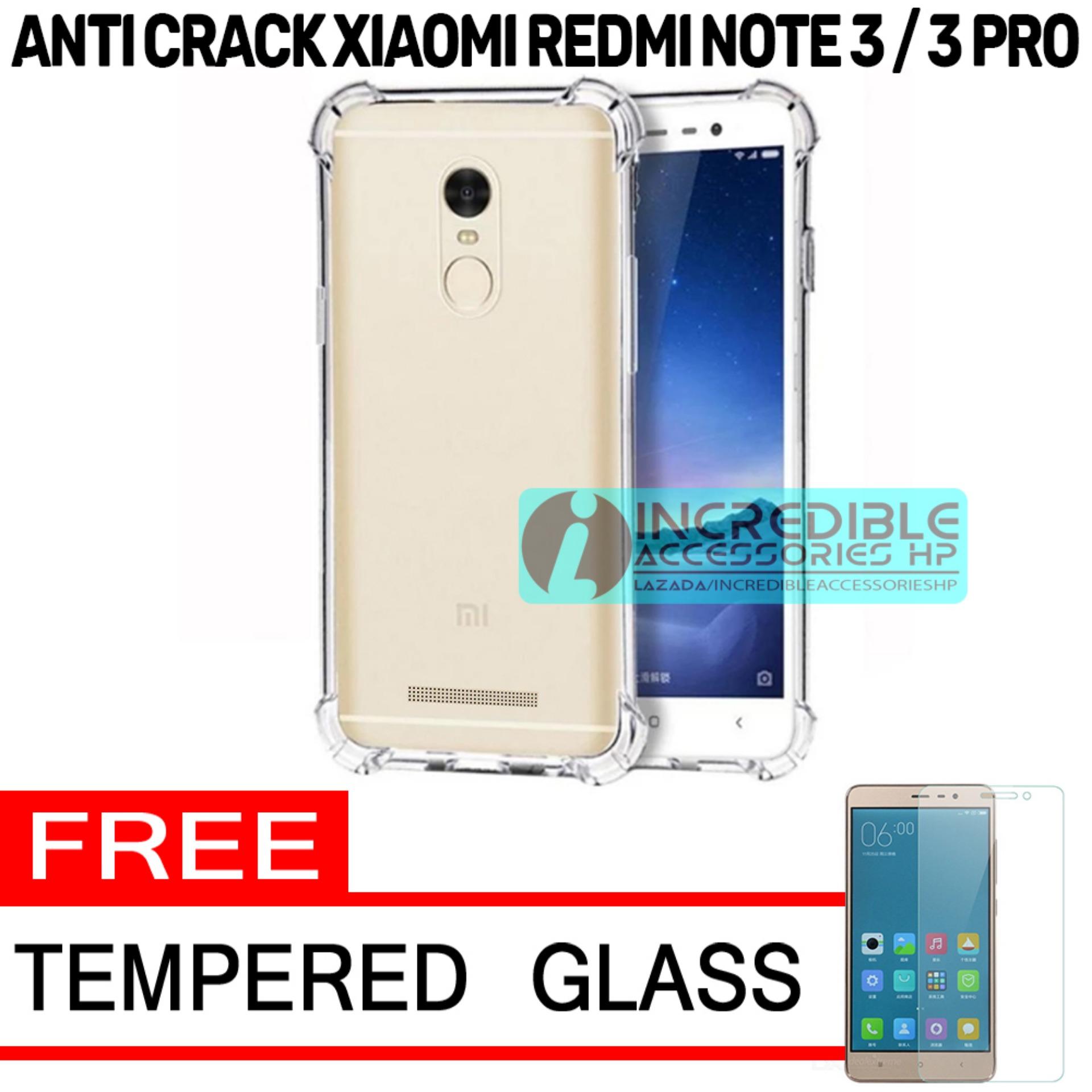 Case Anti Shock / Anti Crack Elegant Softcase  for Xiaomi Redmi Note 3 Pro - White Clear + Free Tempered Glass