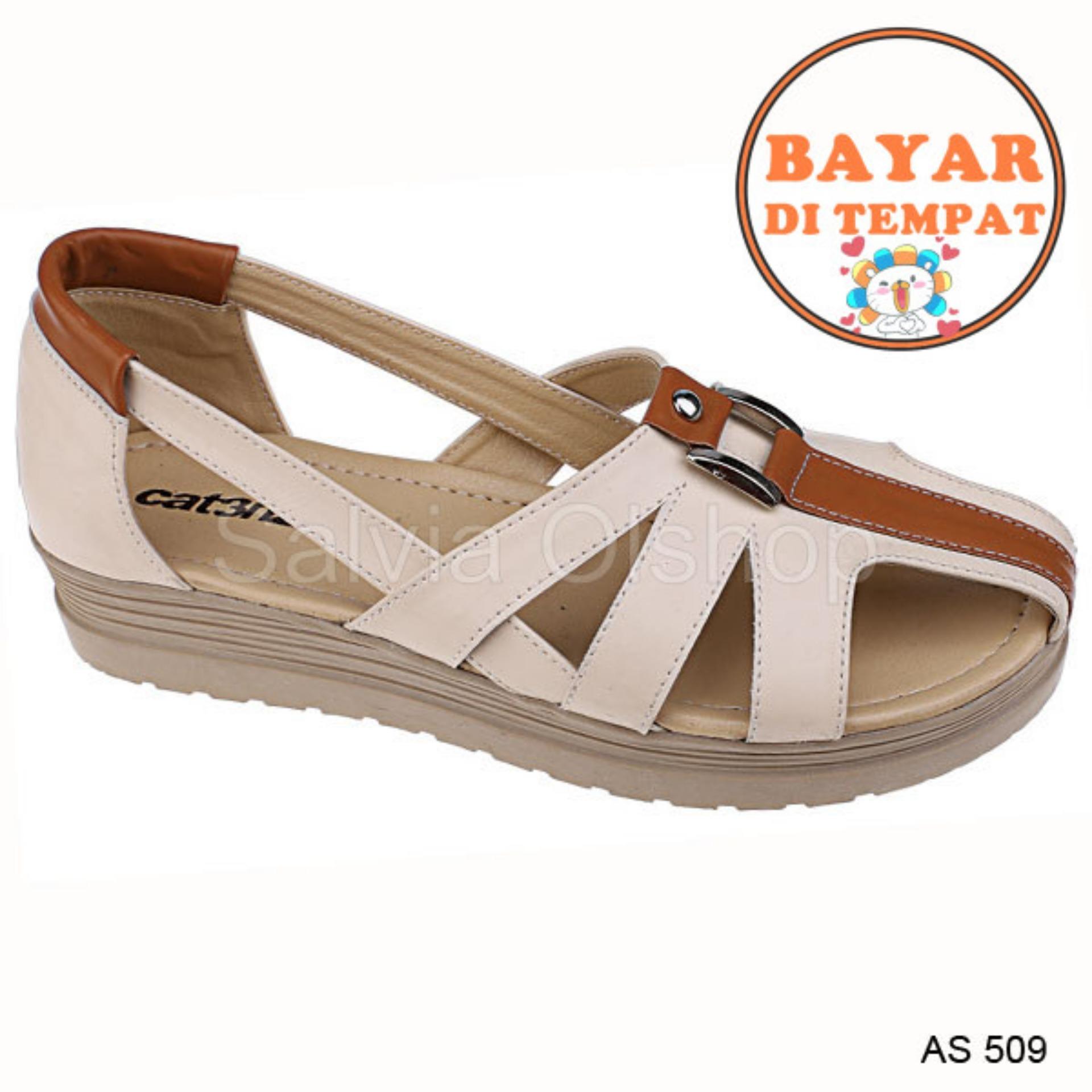 Catenzo Sandal Flat / Selop Wanita Cantik Dan Modis AS 509 - Krem