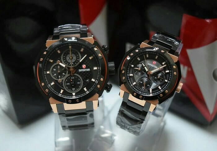 JAM TANGAN COUPLE EXPEDITION E6385 ROSEGOLD BLACK