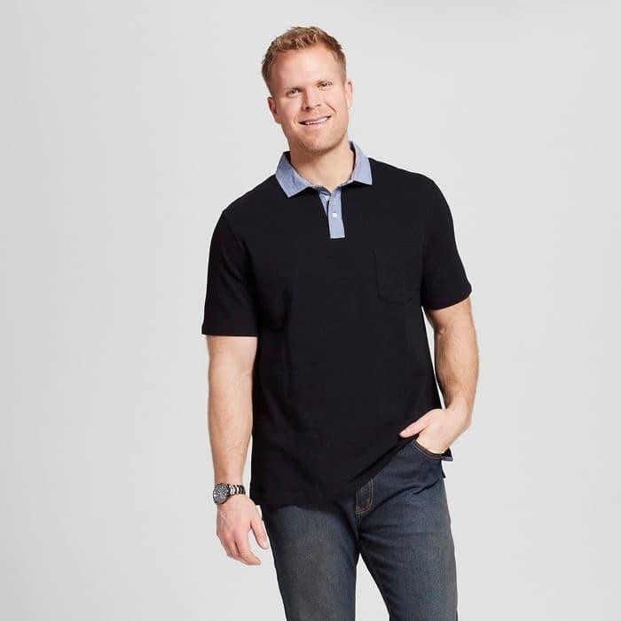 HARGA PROMO!!! Polo Shirt MRNA CMN Black BIGSIZE - Kaos Kerah Pria HITAM Jumbo SIZE - nao1Oc