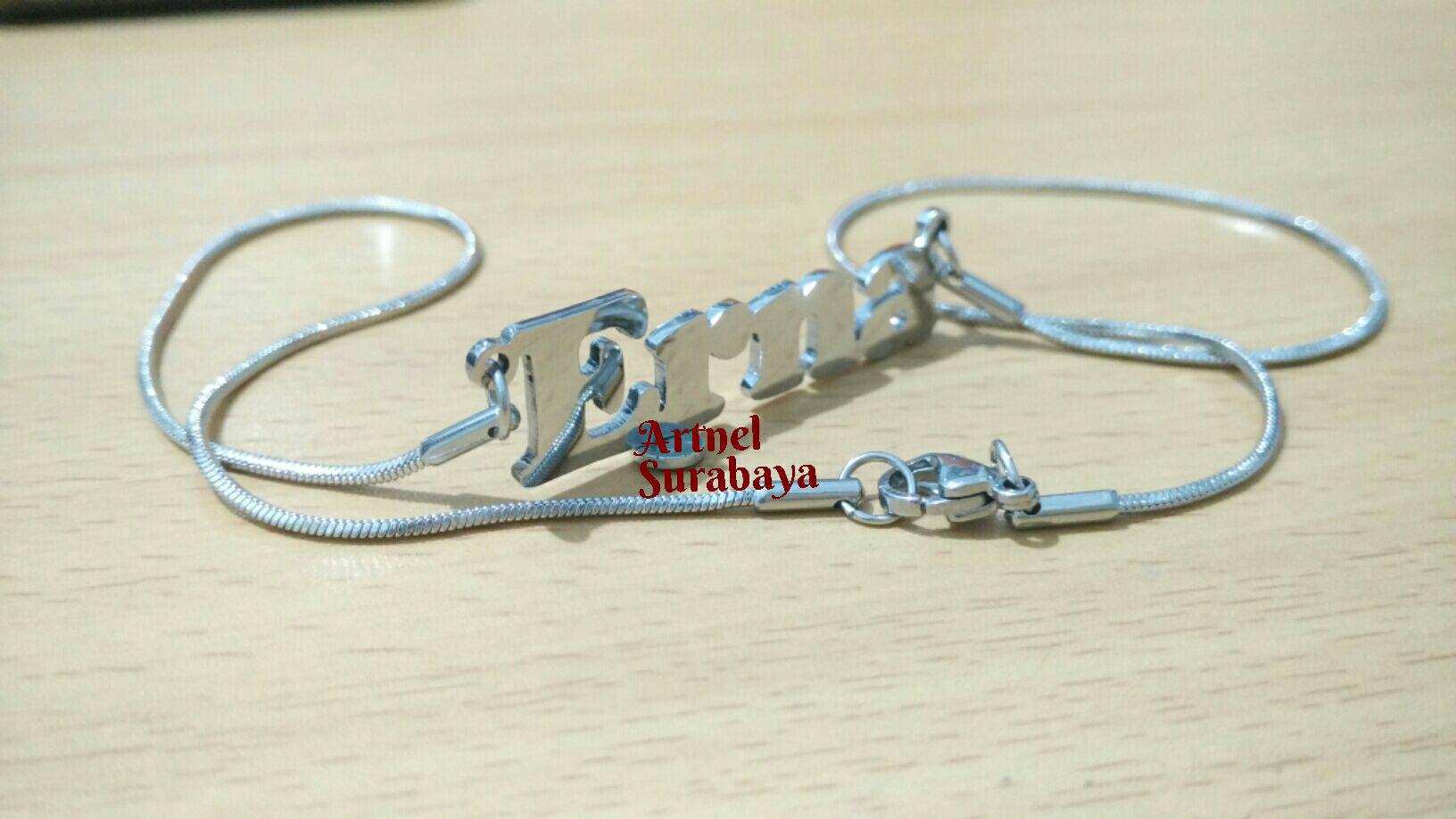 Kalung Monel Nama Silver Minimalis