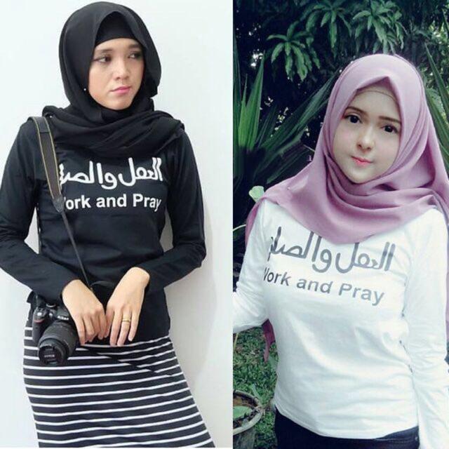 Damai fashion - baju atasan wanita lengan panjang syhni work n pray - 2 warna/konveksi