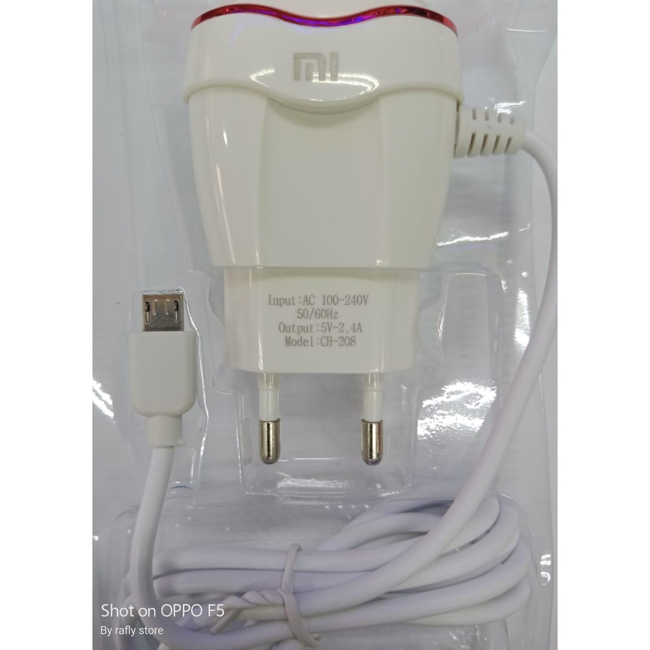 R/S; Charger Handphone XIAOMI CH-208 Travel Charger Adapter Fast Charging AC Adapter 2,4A Smart Fast Charger With 2 USB Outputs / Rafly Store