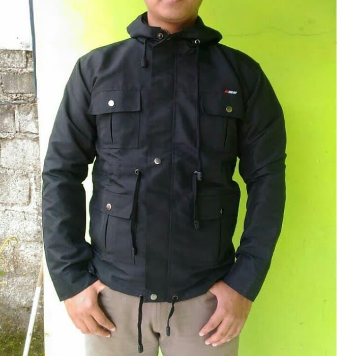 Harga Diskon!! JAKET PARKA PRIA HITAM WATERPROOF / JAKET MOTOR / JAKET KOREA ANTI AIR - ready stock