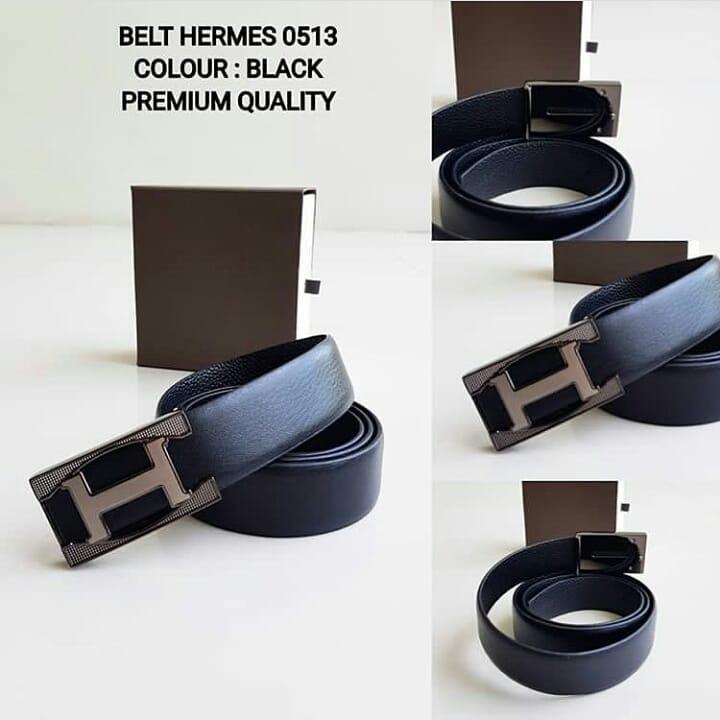 Ikat Pinggang hermes 0513 Black logo gold