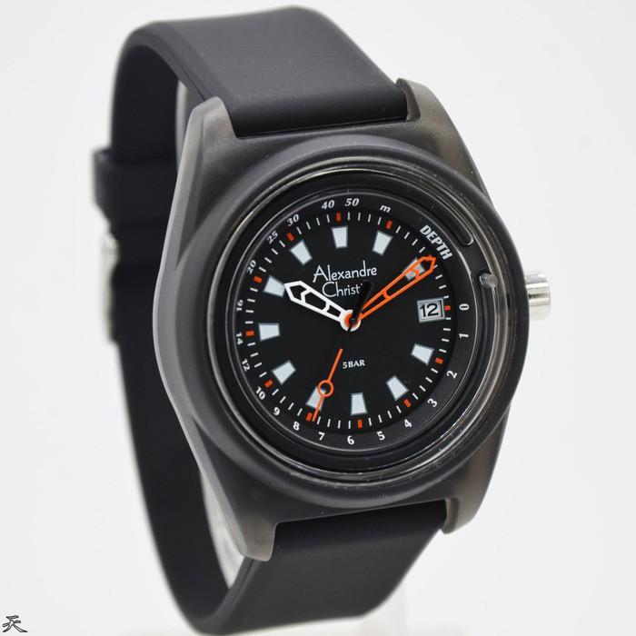Jam Tangan Pria Cowok Alex-Andre Chris-Tie 6431MS Black Orange Limited
