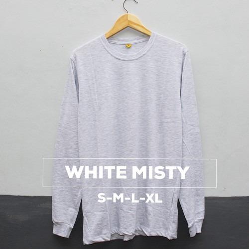 Baju Kaos Polos Lengan Panjang WHITE MISTY Putih Misti Cewek Cowok