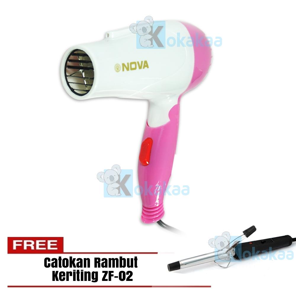 Nova Hair Dryer Mini Travel Foldable Lipat NV-658 Gratis Catokan Rambut Keriting ZF-02