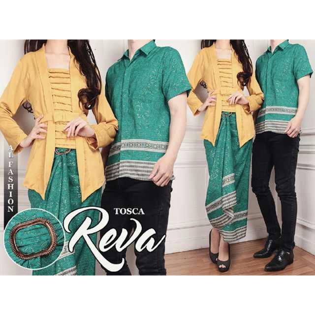 Gamis Wanita - couple batik reva kuning setelan kebaya