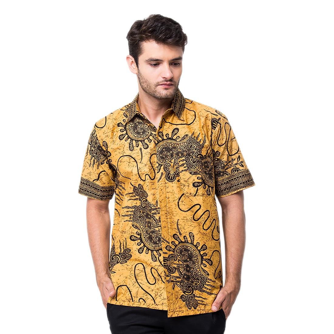 Baju Kemeja Batik pria Lengan Pendek 100% Bahan Katun