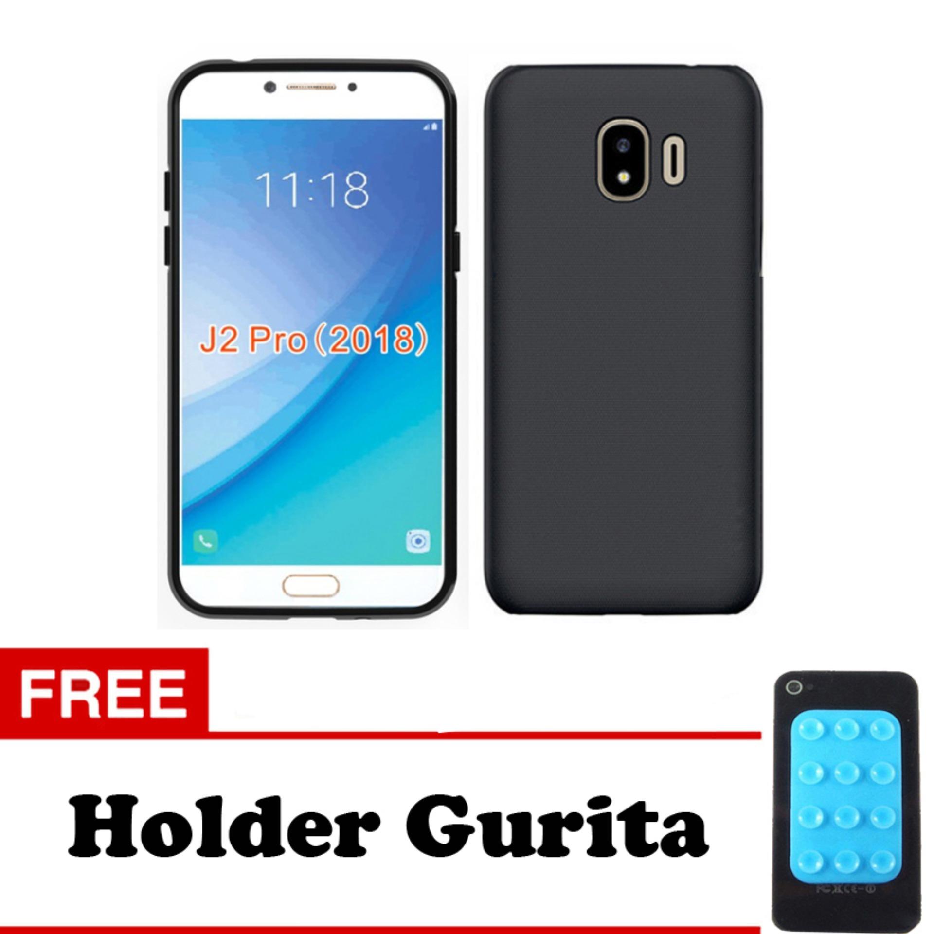 Case Slim Black Matte Samsung Galaxy J2 Pro 2018 Baby Skin Softcase Ultra Thin Jelly Silikon Babyskin - Black + Free Holder Gurita