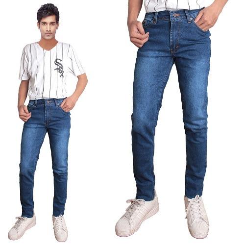 celana jeans pensil panjang pria biru tua bahan bagus dan jahitannya yang rapih