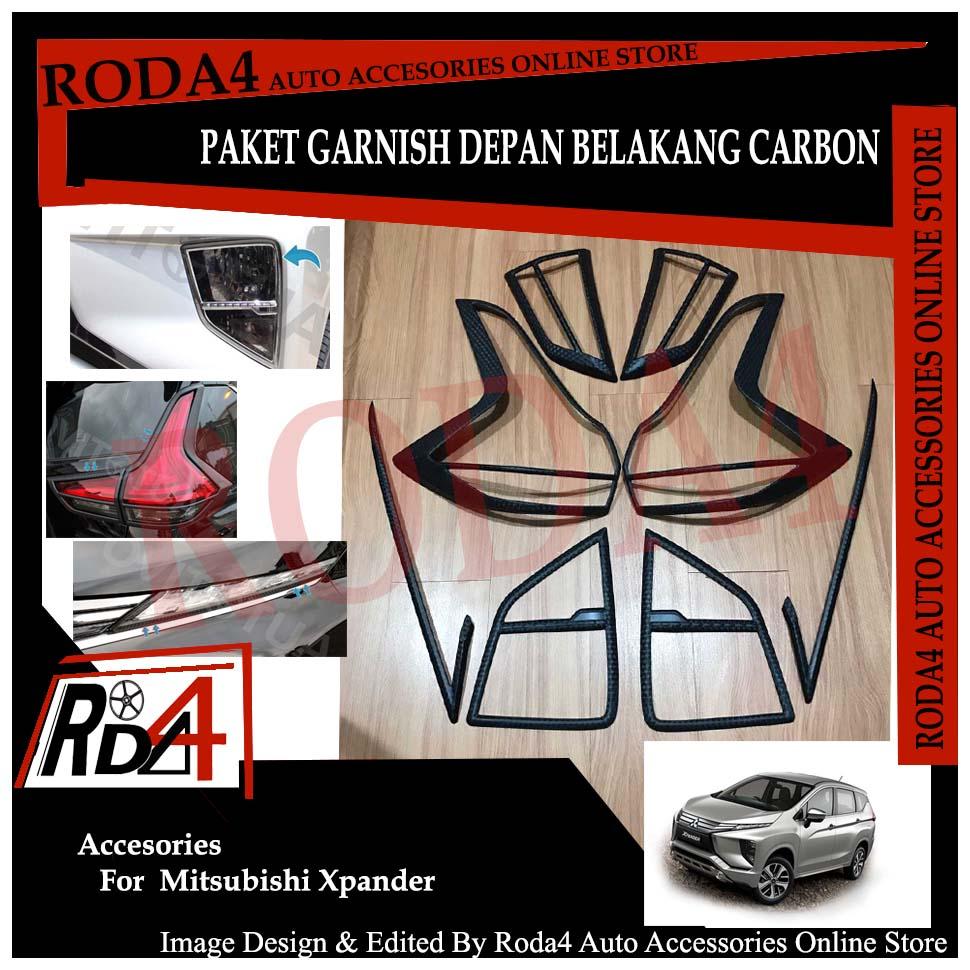 Aksesoris Eksterior Mobil Paket Garnish Lampu Depan Belakang dan List LED Xpander Carbon JSL Aksesoris Mobil Eksterior