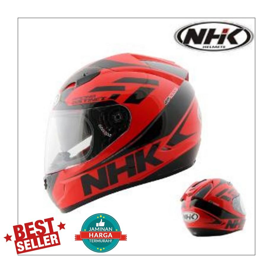 Helm Nhk Gp 1000 Racing Instinc Black Red Double Visor 