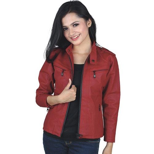 Promo Jaket Kulit Untuk Wanita Merah Best Seller Distro Catenzo - RC 111