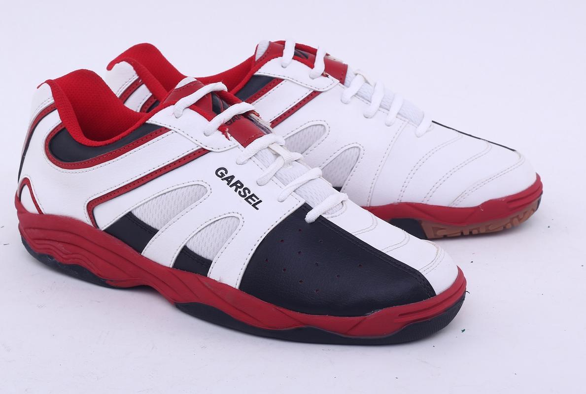 Garsel Sepatu Pria Sport / Badminton - bahan Sintetis - sol Pylon + Karet murah dan berkualitas (Putih Kom) TMI 7759