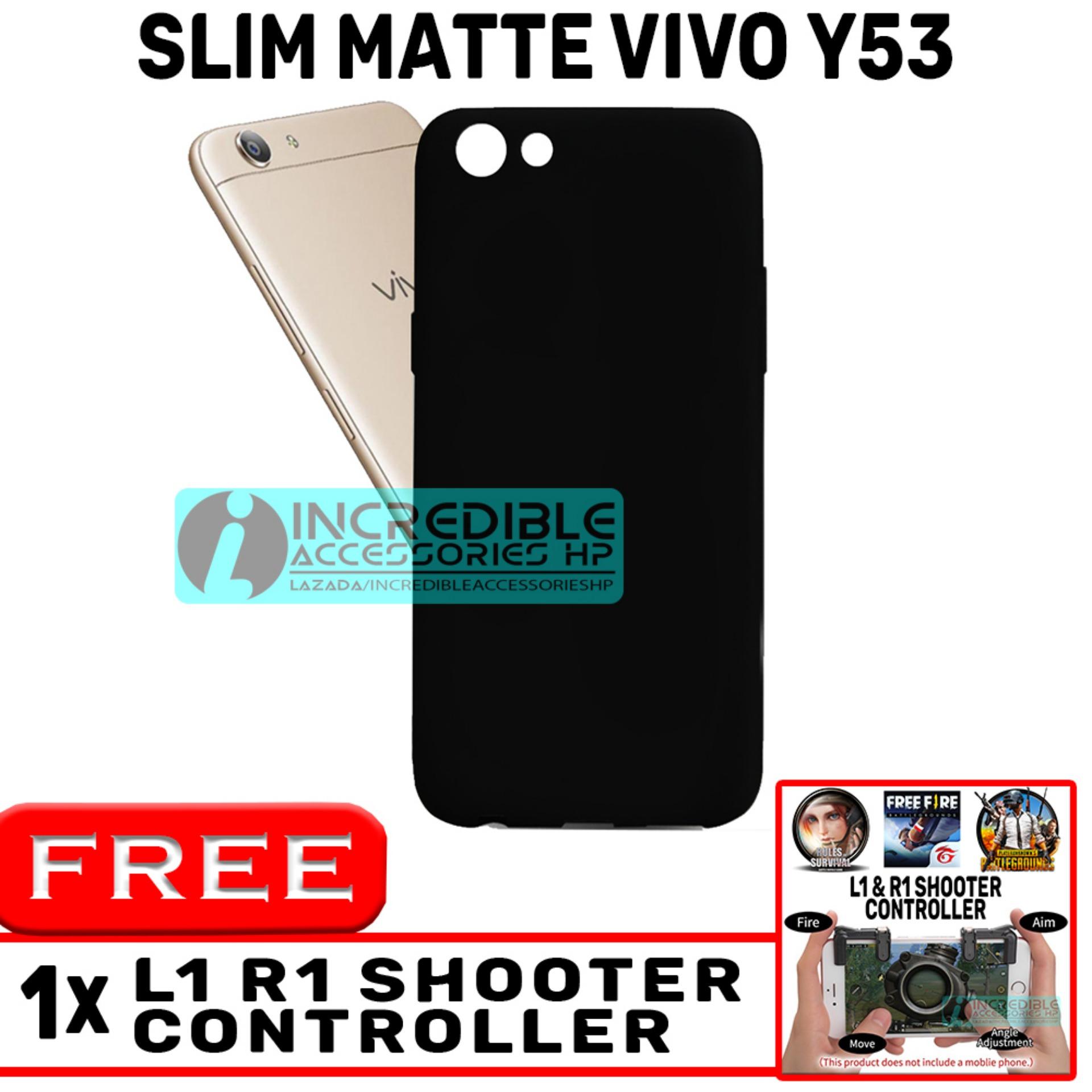 Slim Matte for Vivo Y53 Softcase Baby Skin Black Matte High Quality - Black + Free Tombol L1 R1 Untuk Main PUBG Mobile