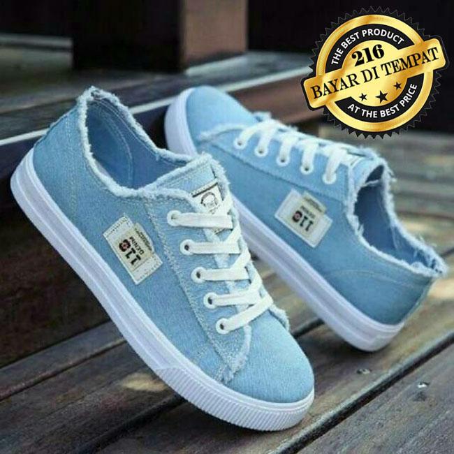 Sepatu Kets Sneaker DC - Sepatu Santai - Sepatu Kuliah Biru Hitam