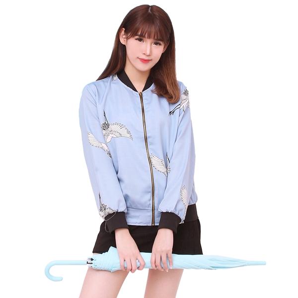 LEMONE Tumblr Tee Kaos Cewe Premium Jaket Bomber Wanita - Biru
