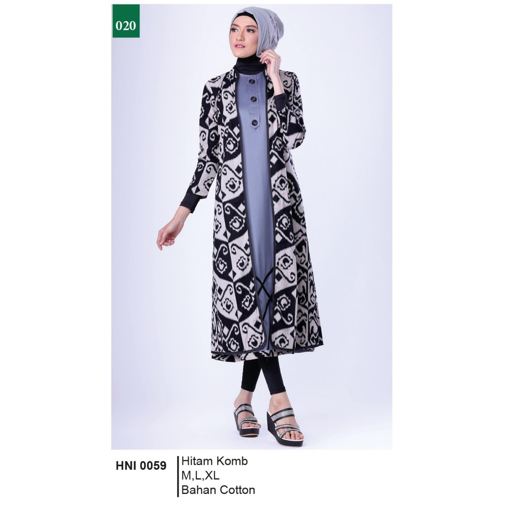 Baju Gamis Muslimah Bahan Catton - Hitam Kombinasi