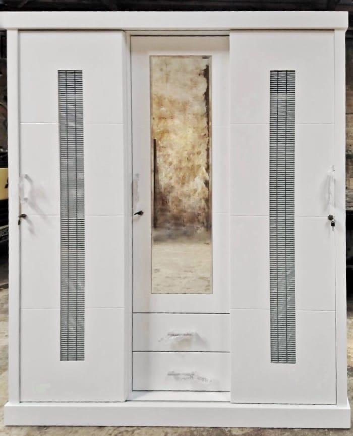 Lemari 3 Pintu Minimalis Cermin Sliding Golf Full Duco Putih