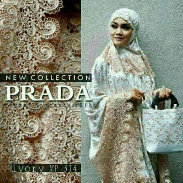 TURUN HARGA Mukenah PRADA import kualitas bagus bordir mewah (bronze atau coklat)