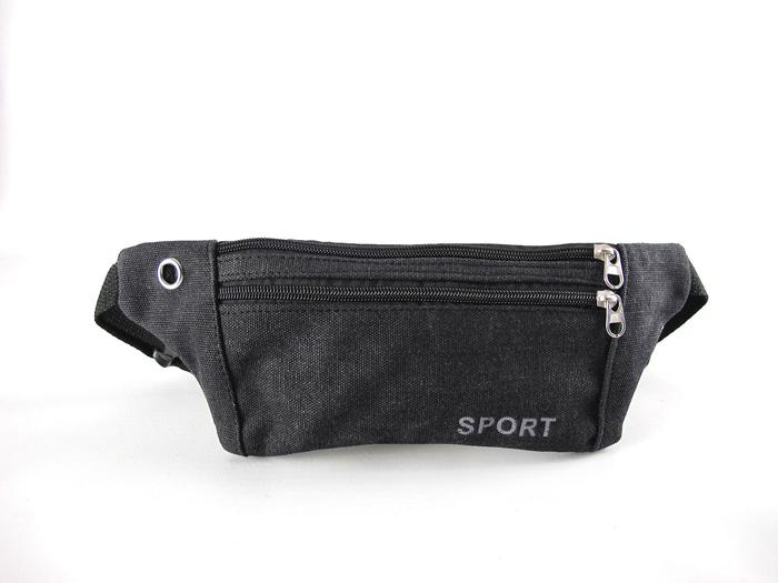Tas Pinggang / Selempang / Travel Waist Pouch / Waist Bag 31 x 11cm - Hitam