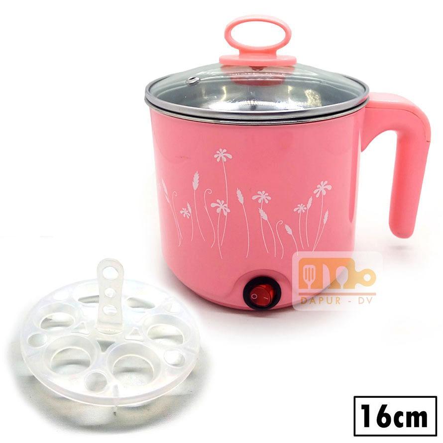 Panci listrik / teko listrik electric pot stainless steel 16 cm - pink