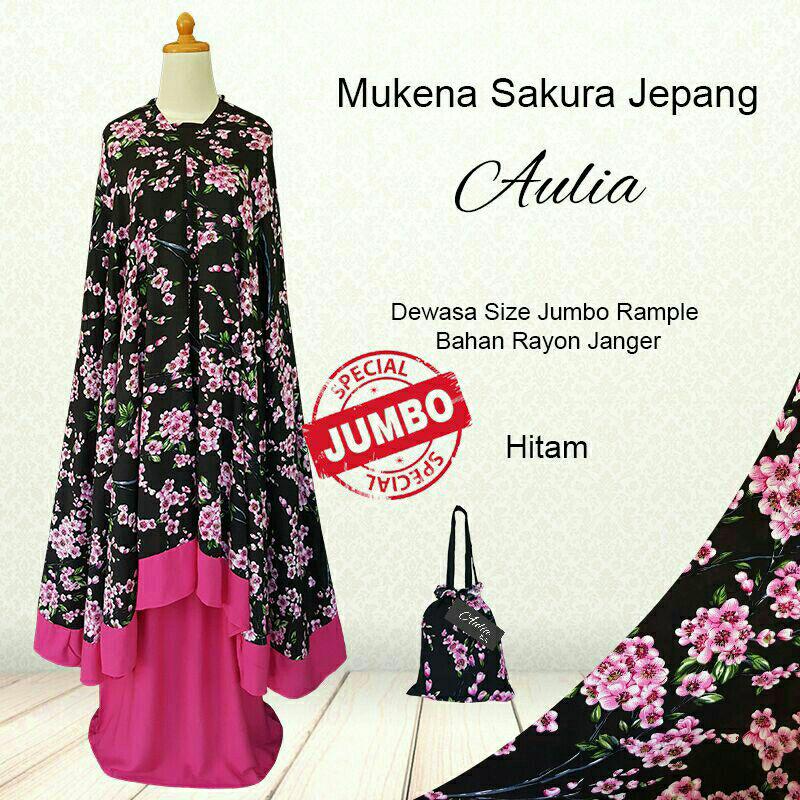 Mukena Bali Jumbo Rempel Sakura Jepang Hitam
