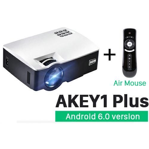 Rimas AUN AKEY1 Plus WiFi Proyektor 1080P 1800 Lumens Android 6.0 with Air Mouse - White