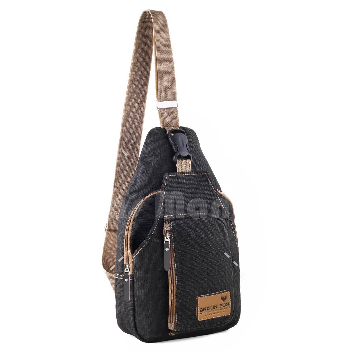 Tas Selempang Braun Fox Sports - Slingbag Canvas BFS - Tas Sandang Pria Tas Messenger Tas Slempang Crossbody Man Tas Fashion Pria
