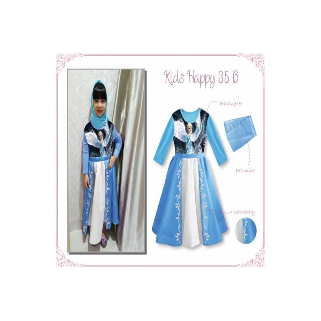 Jual Baju Muslim Anak Perempuan Ala Princess Frozen Queen Elsa AGD31