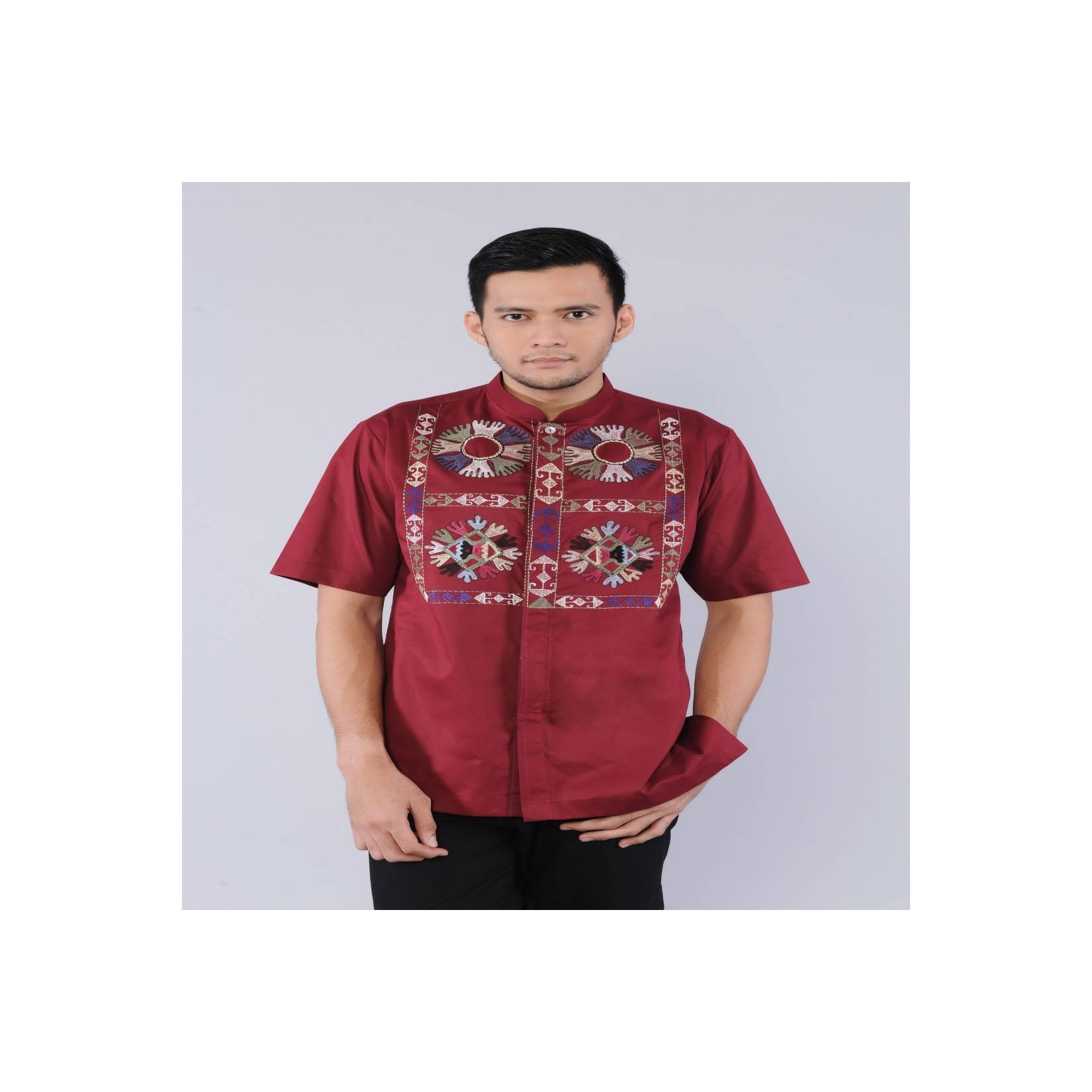 Distro baju koko pria lengan pendek modern bordir mewah preview itang