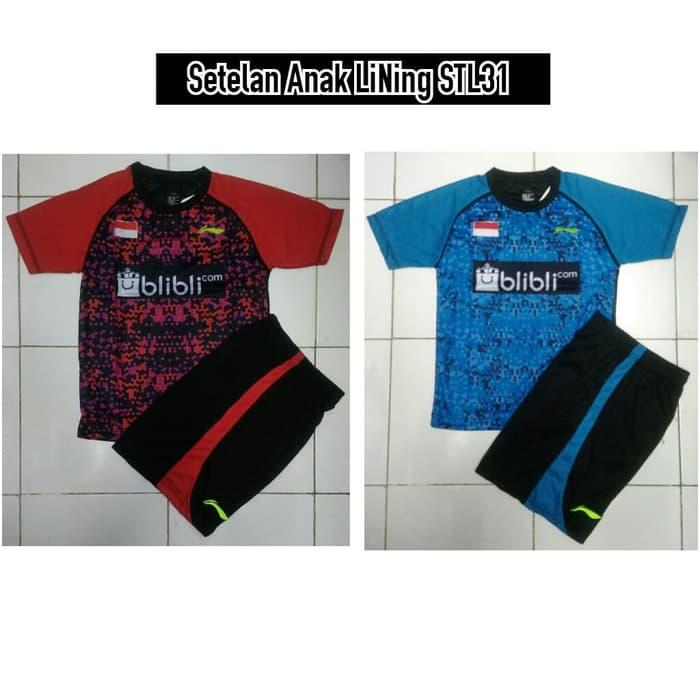 ORIGINAL!!! Setelan Kaos Olahraga Anak Badminton / Bulutangkis Junior LiNing STL31 - UHjpSF