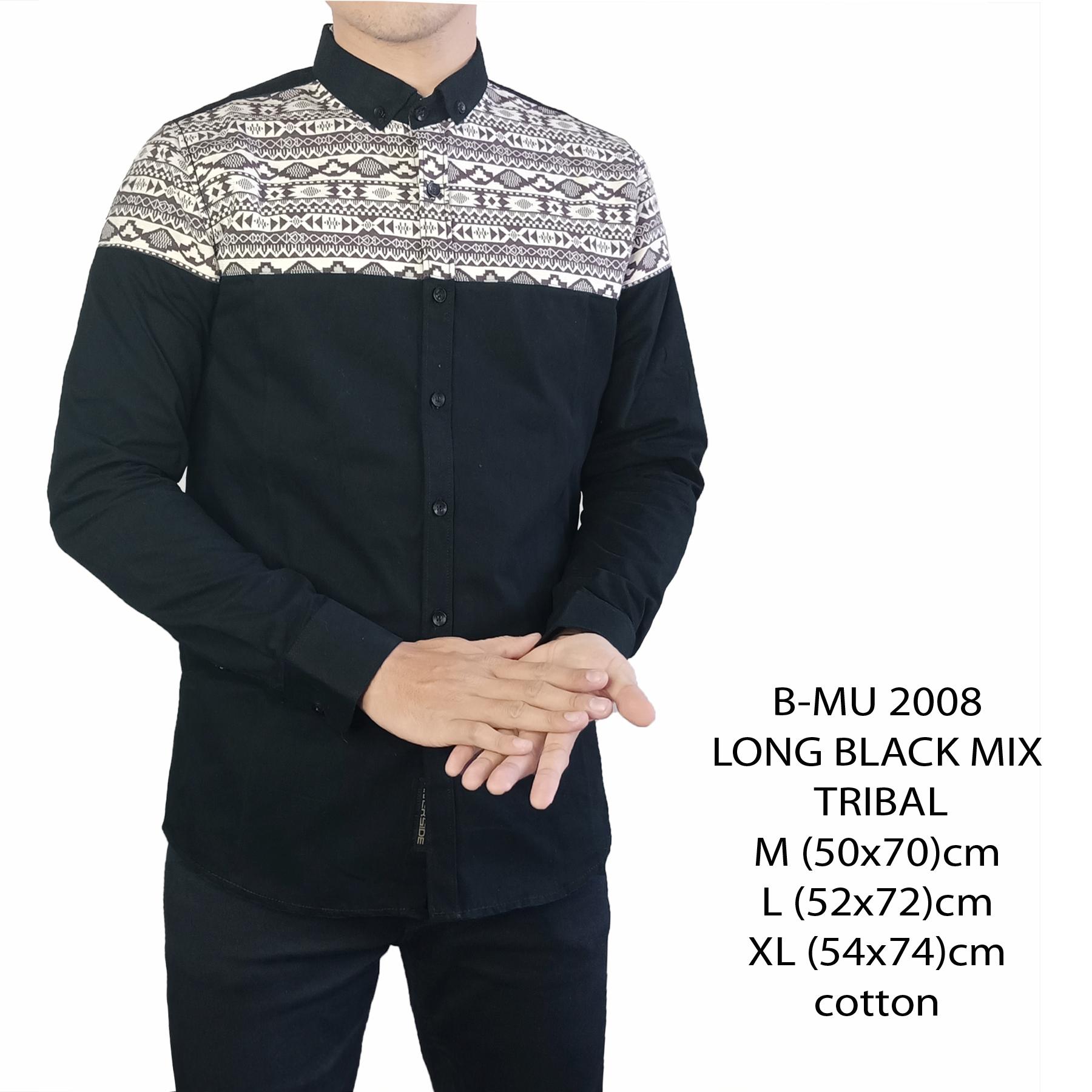 bajuku murah baju pria long black mix/ batik songket kemeja koko pria exlusive kemeja lengan panjang pria polos kemeja tangan panjang  long slevees short slevees kemeja kantor kerja casual formal atasan pria fashion pria kaos oblong distro batik banana