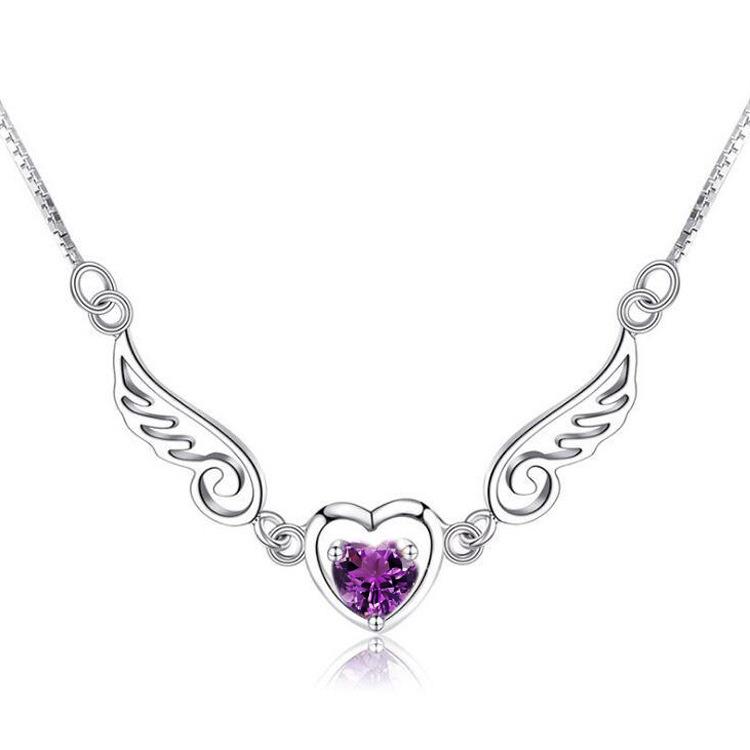Mode Geometri Liontin Sayap dari Malaikat Kalung Emas Putih Disepuh Charm Perhiasan Aksesoris Hadiah untuk Gadis